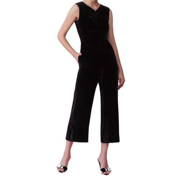 Rebecca Taylor jumpsuit black velvet ruched - Picture 1 of 6